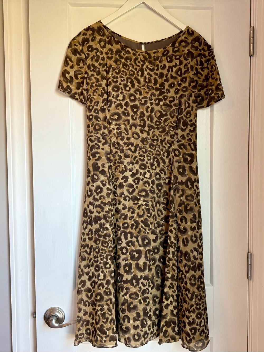 Dana Buchman Leopard Print Short Sleeve A-Line Dress - Brown and Black